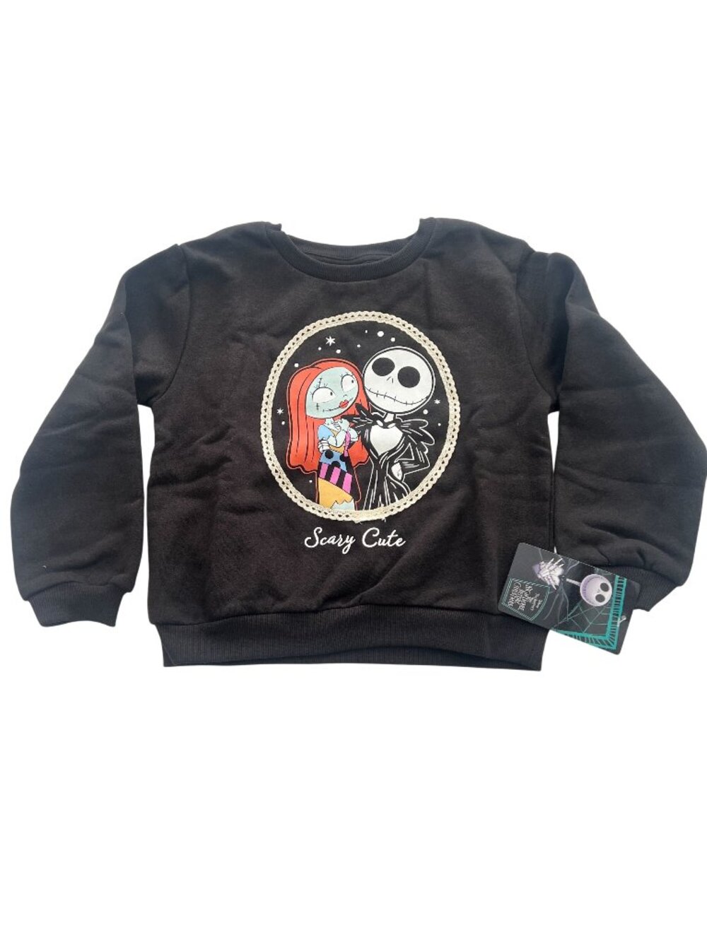Nightmare Before Christmas Black Sweatshirt Jack Sally Scary Cute Sz 4T